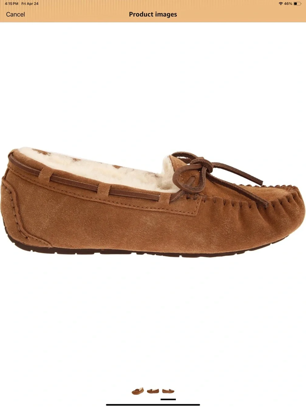 UGG Chestnut Suede Moccasin Slipper with Shearling Lining